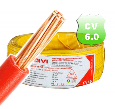 DÂY CÁP ĐIỆN ĐƠN CADIVI CV 6.0 - PHÂN PHỐI THIẾT BỊ ĐIỆN