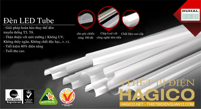 ĐÈN LED TUBE T8 DUHAL 60CM 9W