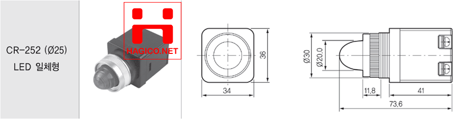 KÍCH THƯỚC CỤ THỂ DÒNG ĐÈN BÁO CR-252