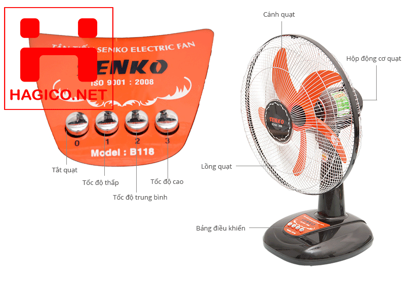 QUẠT BÀN SENKO B118 XI